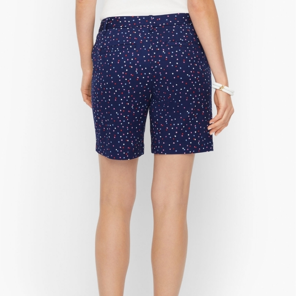 Talbots Women's Relaxed Chino Shorts Navy Mini Stars Size 14 - Picture 2 of 11